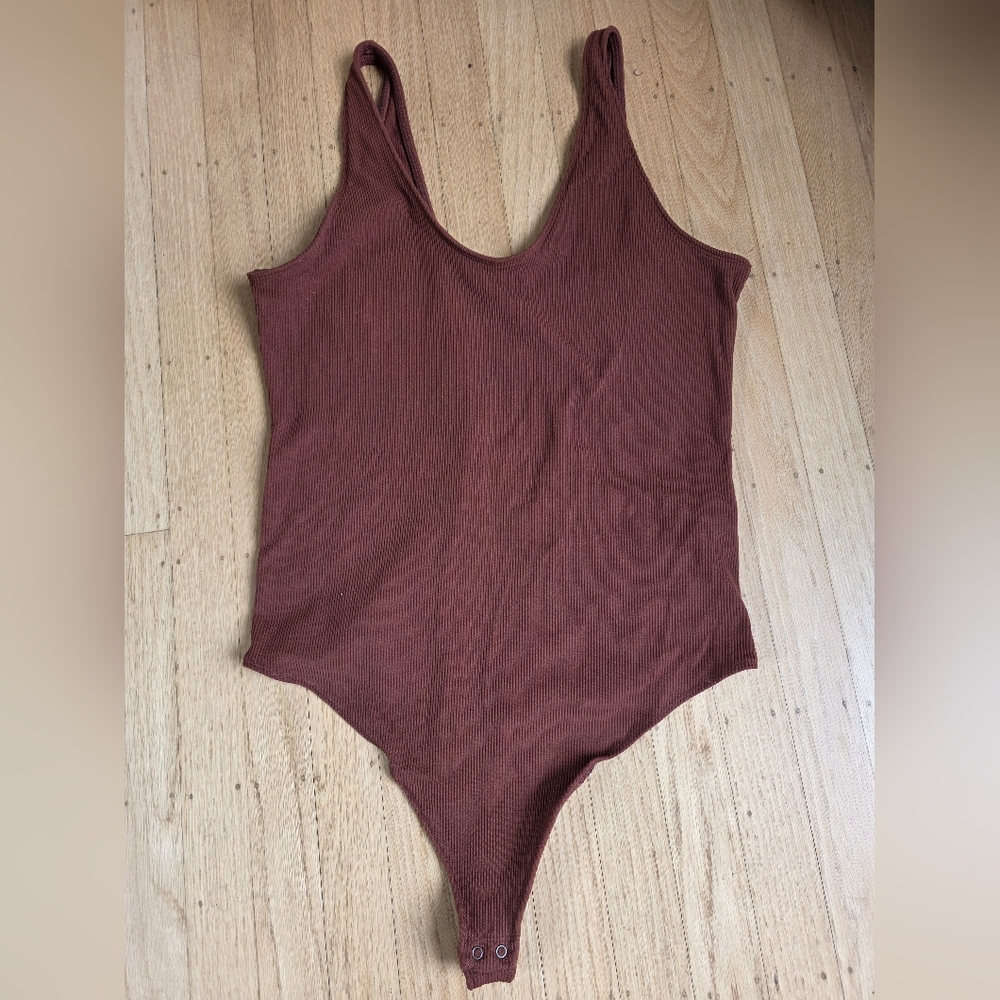 Abercrombie & Fitch Soft Collection Ribbed Tank Top Bodysuit In Rust Size XL